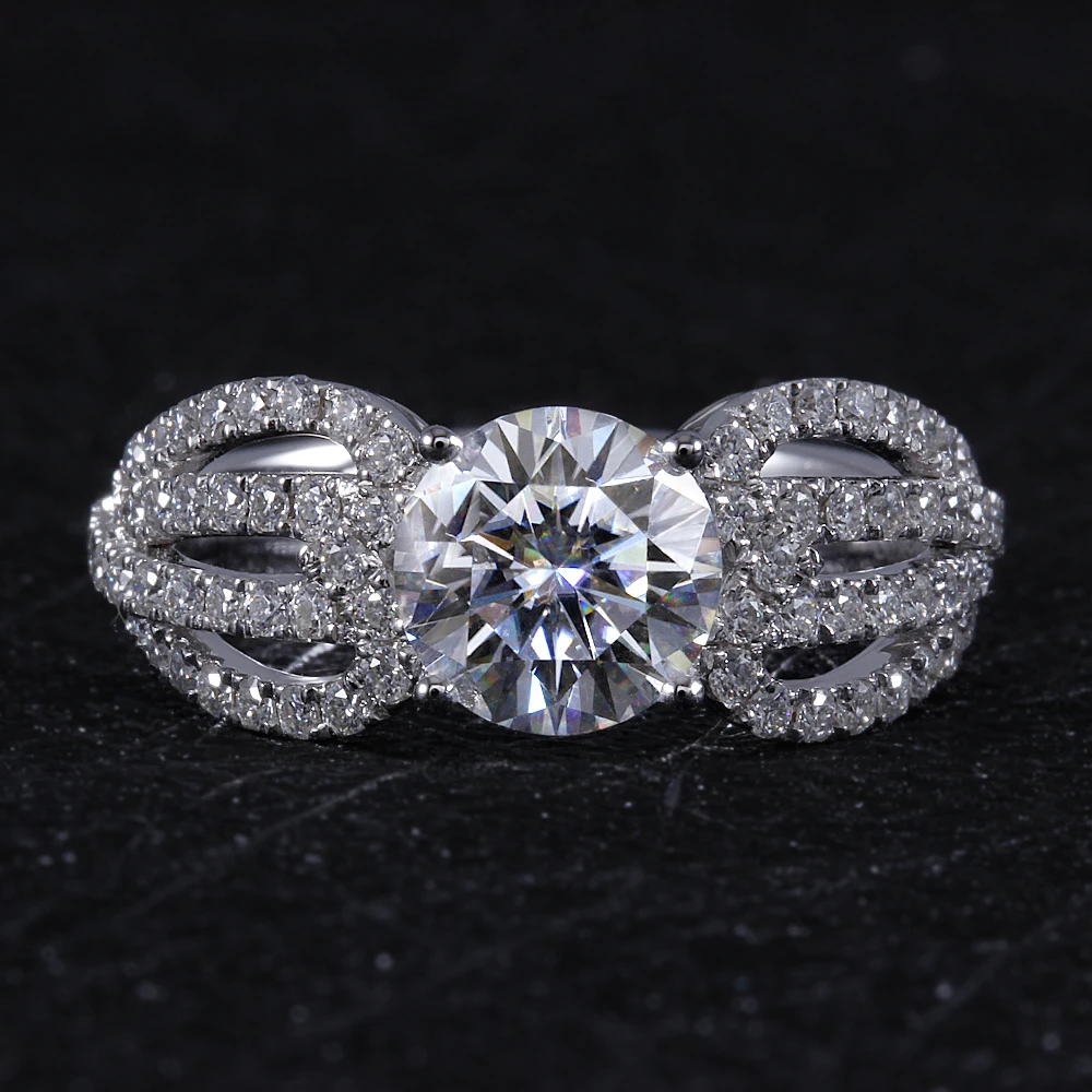 Transgems Luxury Center 3ct 9mm F Color Moissanite Engagement Ring for Women with Accents | Украшения и аксессуары
