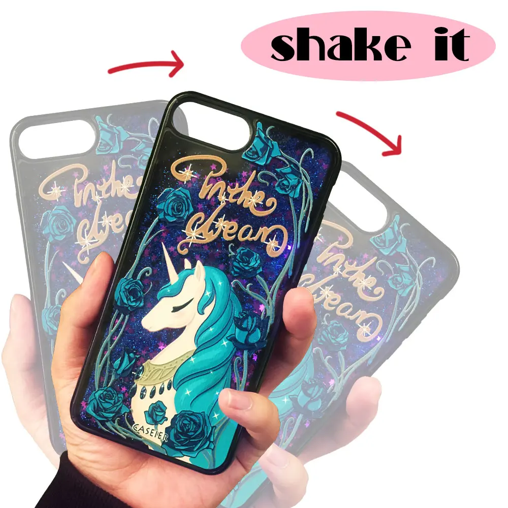 CASEIER 3D единорог зыбучий песок чехол для iPhone 6 6s Plus Чехлы блестящий X роскошные
