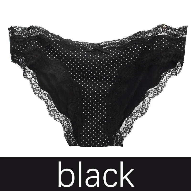 Black 1 шт. трусы лекарство в горошек кружевное Полосатое нижнее белье для женщин, с низкой талией Хлопок черный, Розовый Новое мягкое нижнее белье высокого качества женские трусики - Цвет: Black