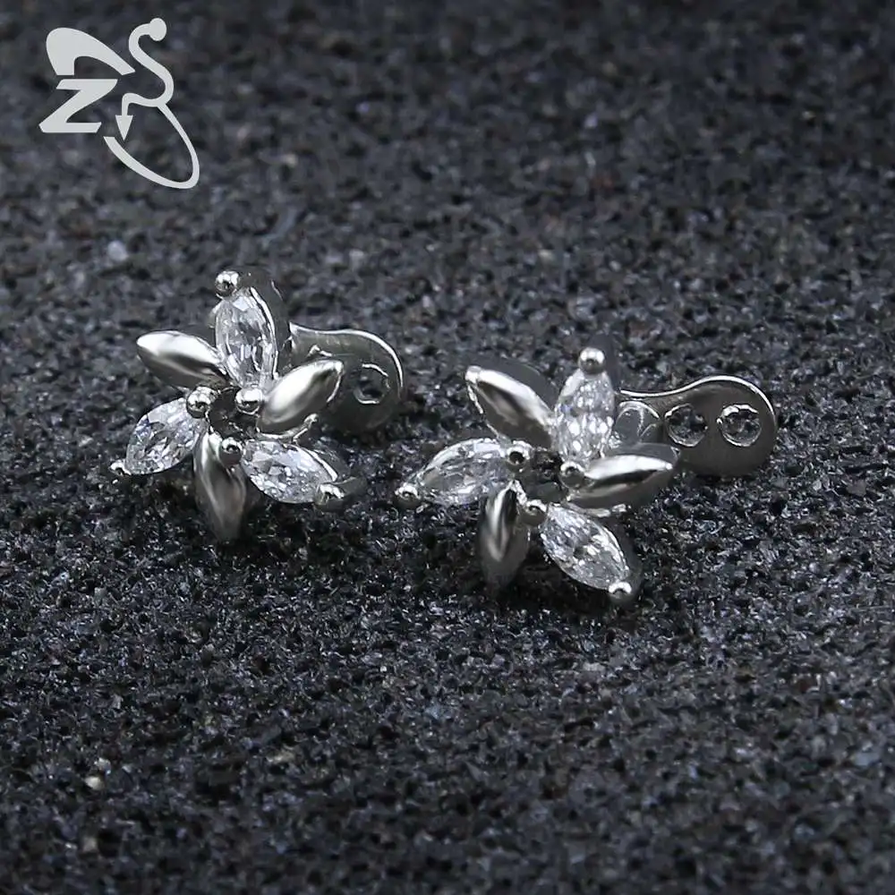 Titanium Surgical Steel Internally Threaded Screw Dermal Anchor Crystal Flower Top Piercing Skin Divers Hide In Jewelry |