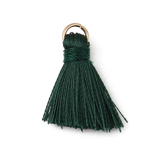 Green Doreenbeads Rayon Tassel Charms Multi color 7/8"l- 7/8"long 10 PCs For Diy Jewelry DIY Bracelet Necklace Earring Accessories - Окраска металла: Green