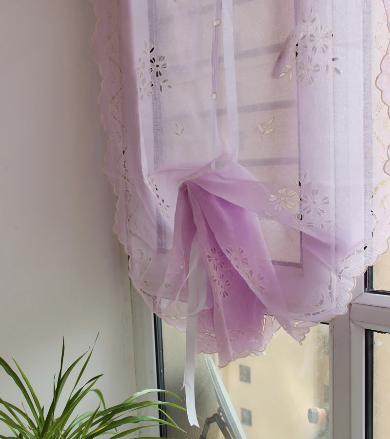 Занавеска на окно ZHH 1 шт. занавеска из органзы с вышитыми цветами регулируемой