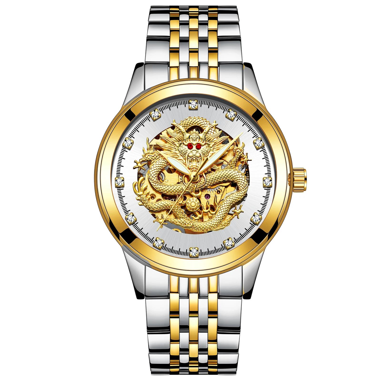 

Tevise Top Brand Men Mechanical Luxurious Automatic Winding Watch Waterproof Skeleton Hollow Gold Dragon Clock Relogio Masculino