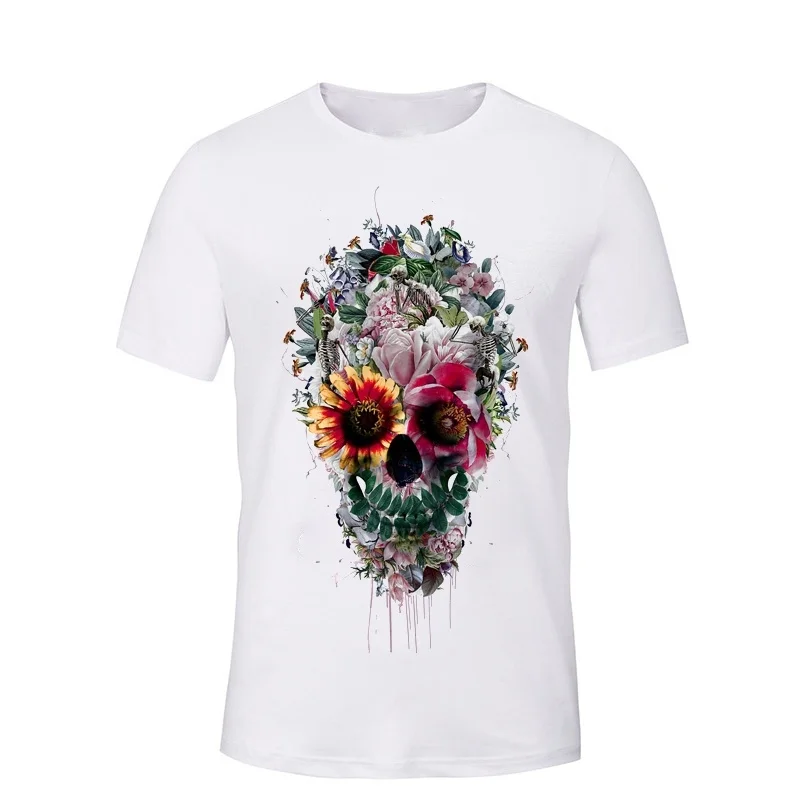 LettBao Skull Men shirts Summer Mens Fashion Tops Male Print harajuku Short Sleeve T-shirt 3D T Shirt Casual Breathable 2018 | Мужская