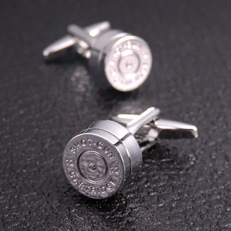 Novelty Bullet Cufflinks for Mens silver Color Design Cuff links Men Wedding Groom Shirt Cuffs Cufflink Relojes gemelos | Украшения и