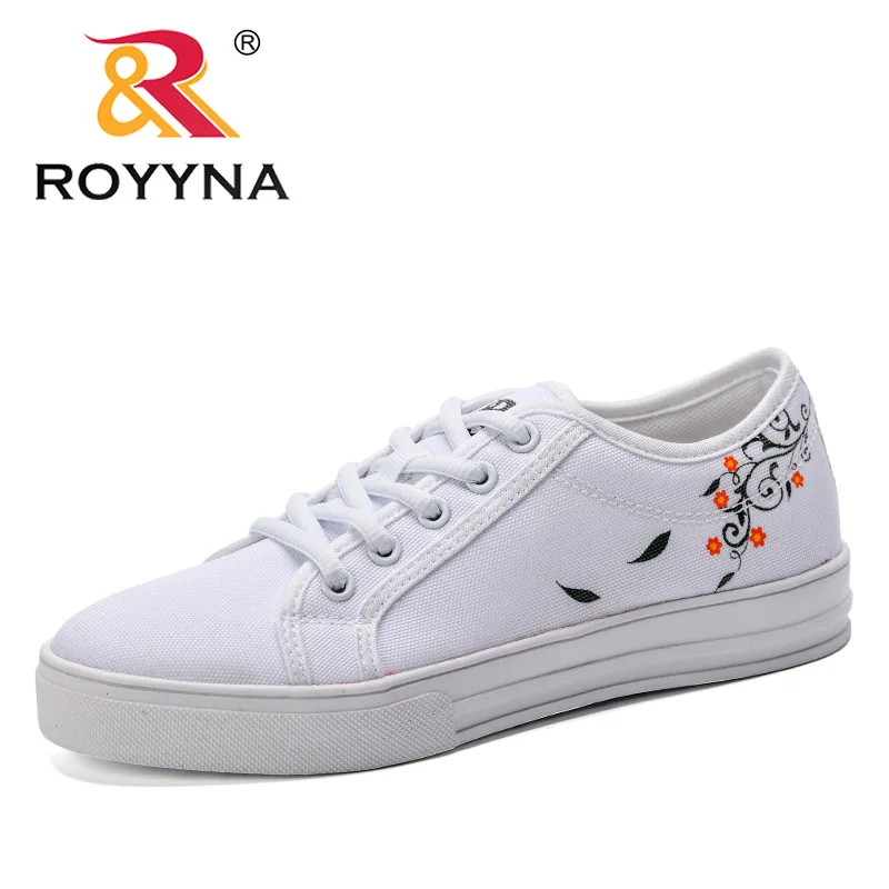 White ROYYNA/ дизайнерский стиль; женская Вулканизированная обувь; повседневная обувь; женская обувь на платформе; женские кроссовки; Zapatos tenis feminino; трендовые - Цвет: White