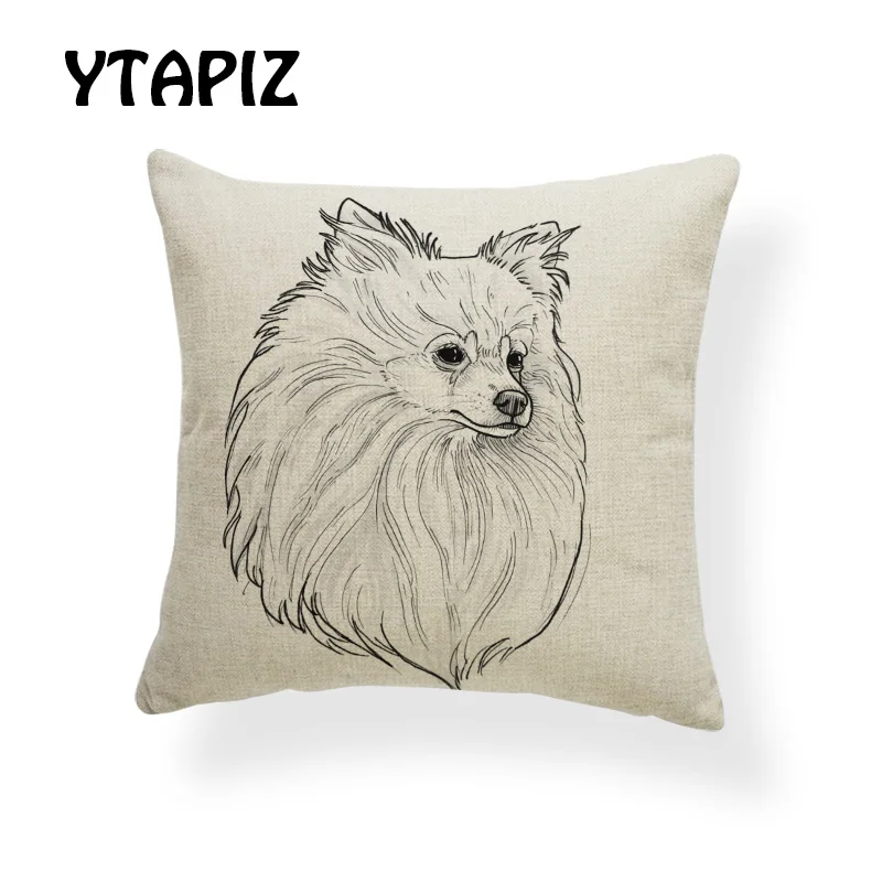 7 Простой Эскиз Портрет Whippet такса американский стаффордширский терьер микс подушки набор 45X45 см полиэстер диван декор подушки - Цвет: 7