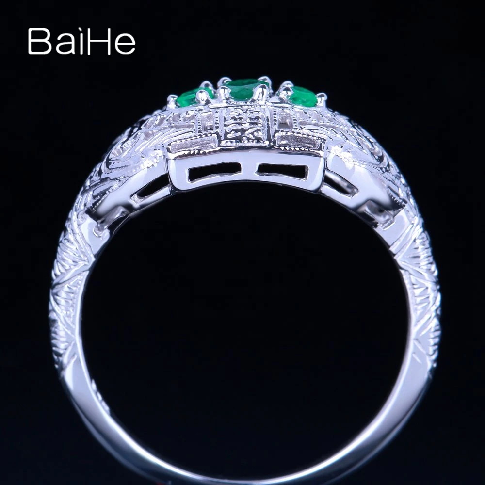 BAIHE Solid 10 K белое золото 0.2ct Сертифицированный круглый вырез безупречное обработанное Изумрудное обручение женское модное Подарочное кольцо