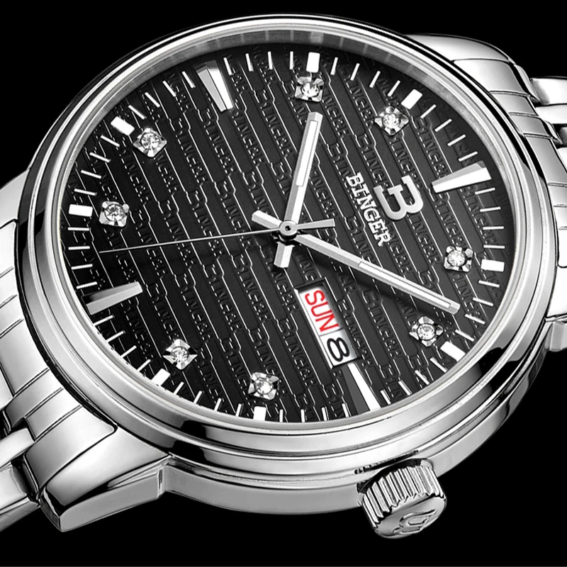

Switzerland BINGER Men's Watches Military Luxury Brand Watch Mens Quartz Stainless Clock Fashion Watch Man Relogio Masculino