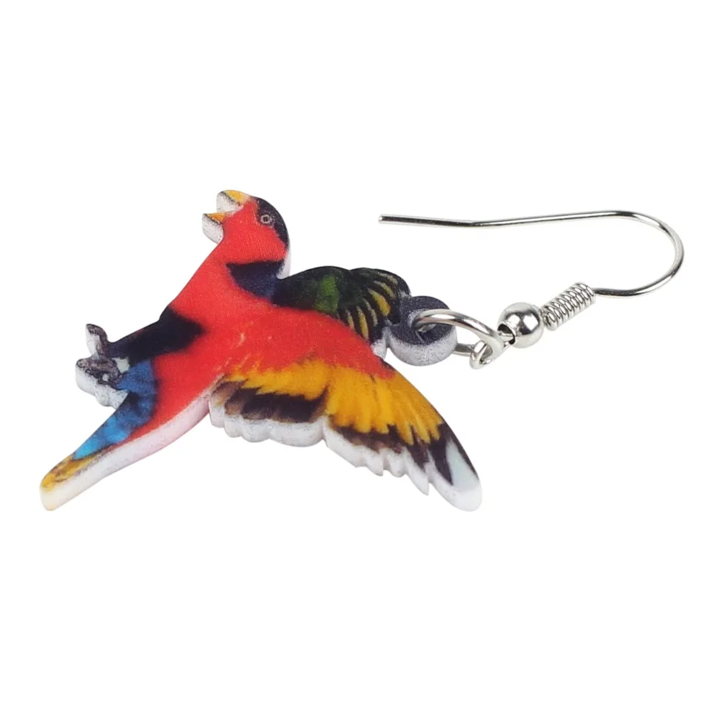 Bonsny акриловые черные capped Lory Parrot серьги в виде птиц большие длинные висячие капли