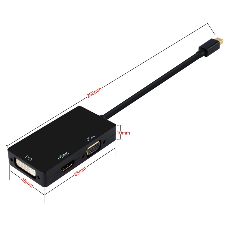 Mini Displayport DP Мужчина к DVI VGA HDMI Женский ТВ AV HDTV видео Кабель-Адаптер 3 In1 для Mac Macbook