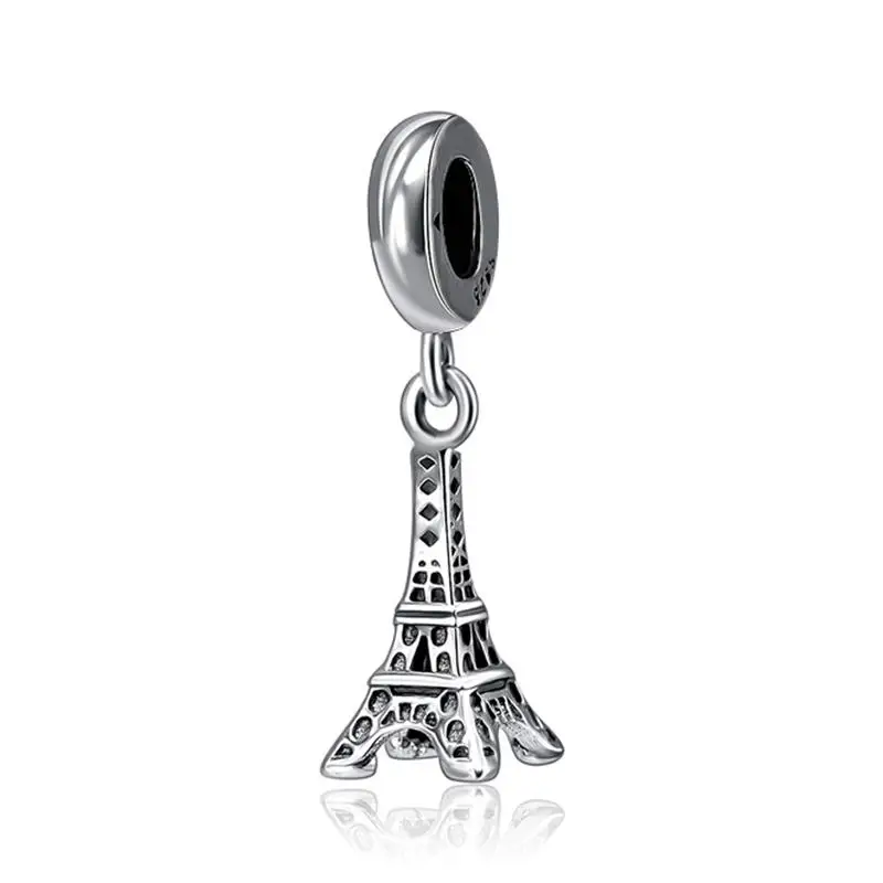 Eiffel Tower Бусины из стерлингового серебра 925 Шарм Лондонский автобус Эйфелева башня Подвеска «Путешествие» талисманы подходят Пандора браслеты DIY ювелирные изделия - Цвет: Eiffel Tower