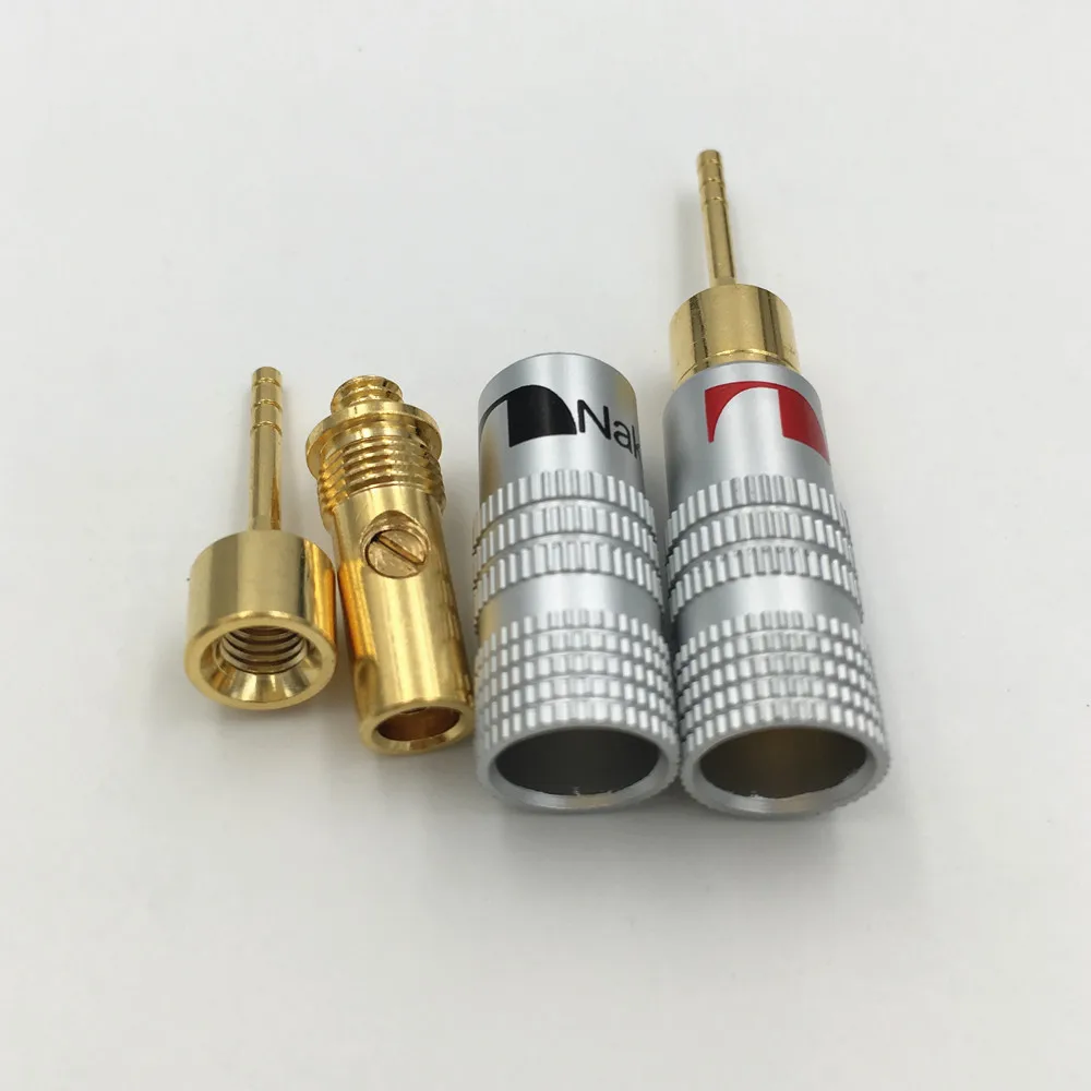 4 шт. Высокое качество Новинка 24 каратный Золотой динамик Nakamichi Pin 2 мм банановые