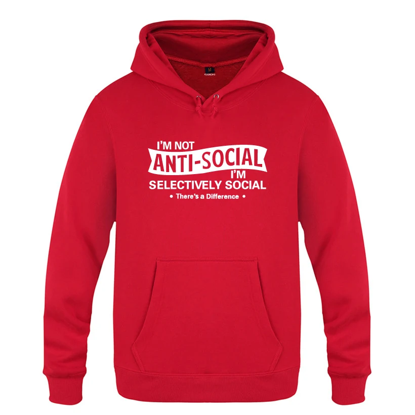 I'm Not Anti-social-I'm селективно Social забавные толстовки мужские мужские с капюшоном флисовый пуловер толстовки - Цвет: HOY BAT