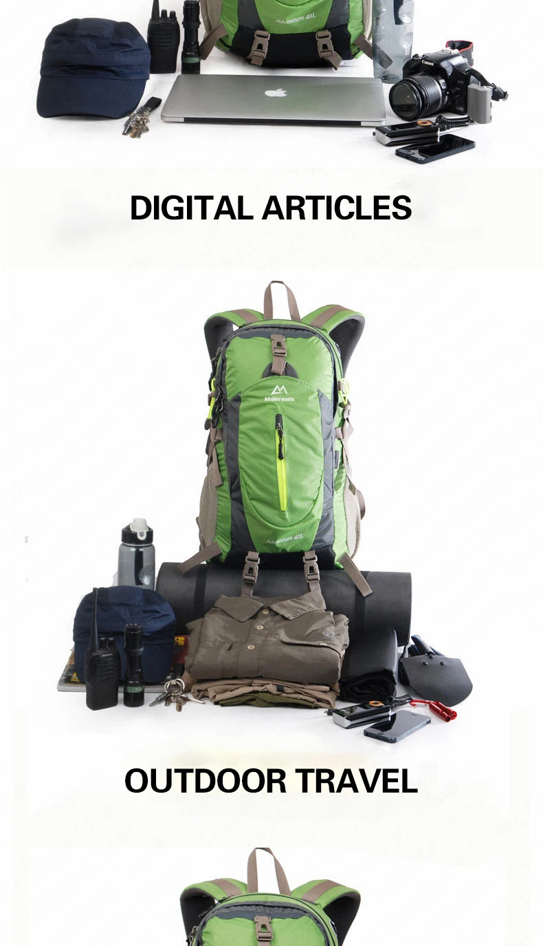 Maleroads 40L рюкзаки для альпинизма, походные рюкзаки, водонепроницаемые спортивные рюкзаки с дождевиком, дышащие спортивные сумки