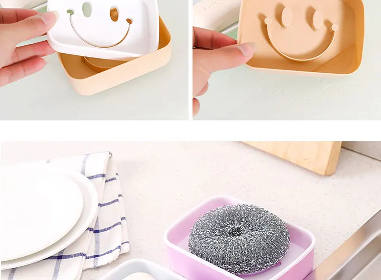 Мультяшное Улыбающееся Мыло для лица, коробка для ванной комнаты, Европейский современный пластиковый держатель для мыла для воды, пластиковая крышка, аксессуары для ванной комнаты