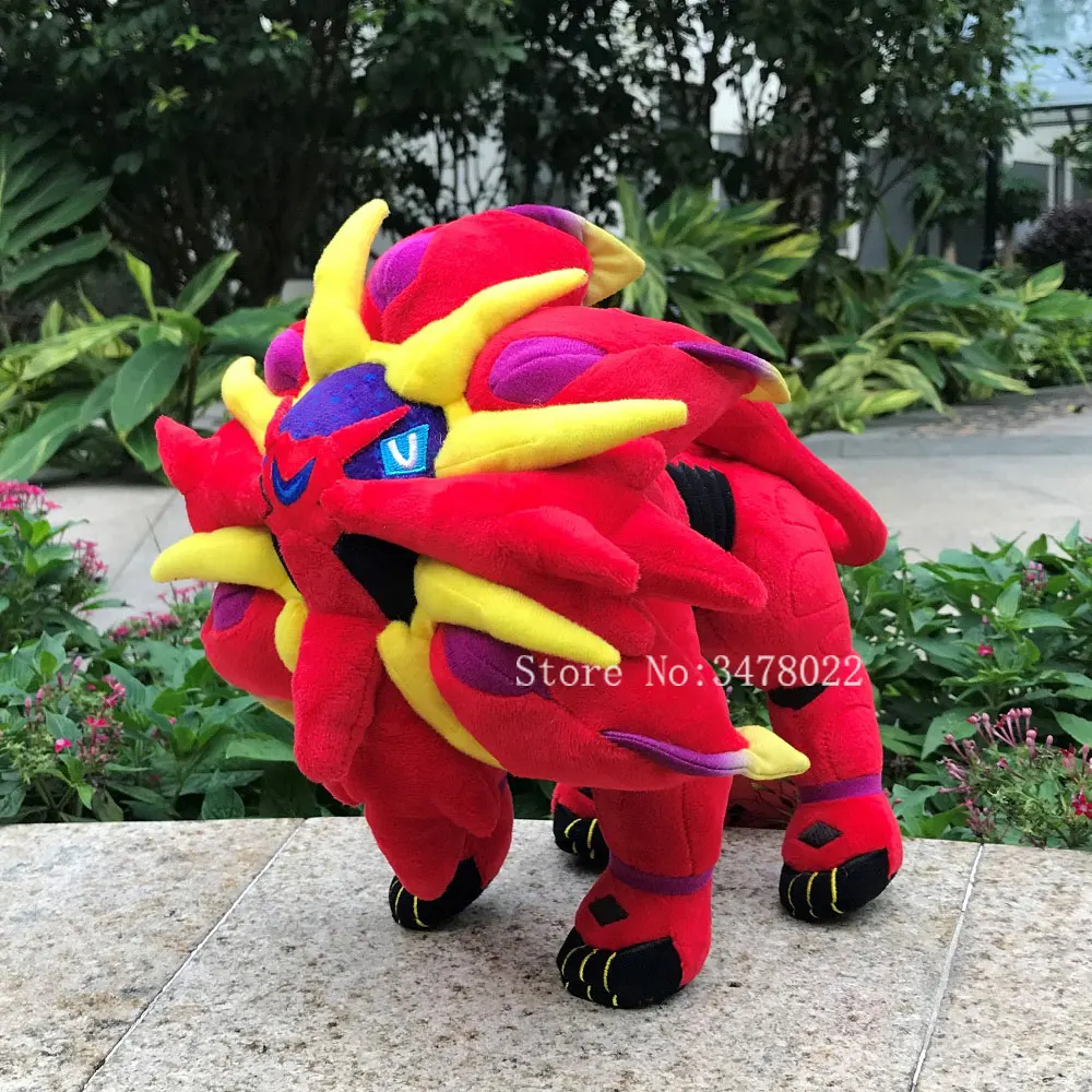 Новинка аниме блестящая мягкая плюшевая красная игрушка Solgaleo коллекция крутая
