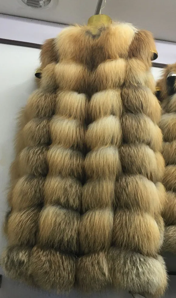 70cm long Меховой Sarcar, зимний женский жилет из натурального Лисьего меха, новая мода, 90 см длина, толстый красный Лисий мех, жилет без рукавов, меховой жилет, пальто 92829 - Цвет: 70cm long