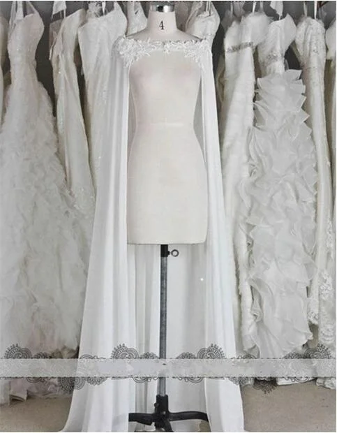 

lace shoulder chiffon shawl bride jacke wedding Cape evening Cloak