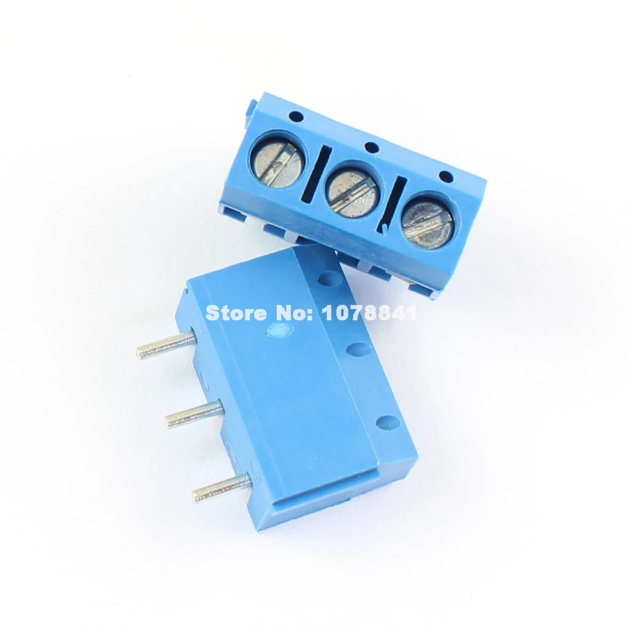 100pcs Blue 5mm Pitch 3 pin way PCB Screw Terminal Block Connector KF301-3P | Обустройство дома
