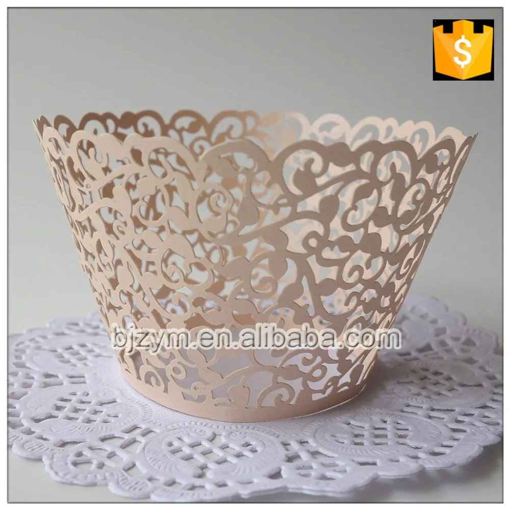Beautiful Jade Color baking cup decorating pearl paper cakes molds laser cut vine design Cupcake Wrapper 12pcs on sale promotion |