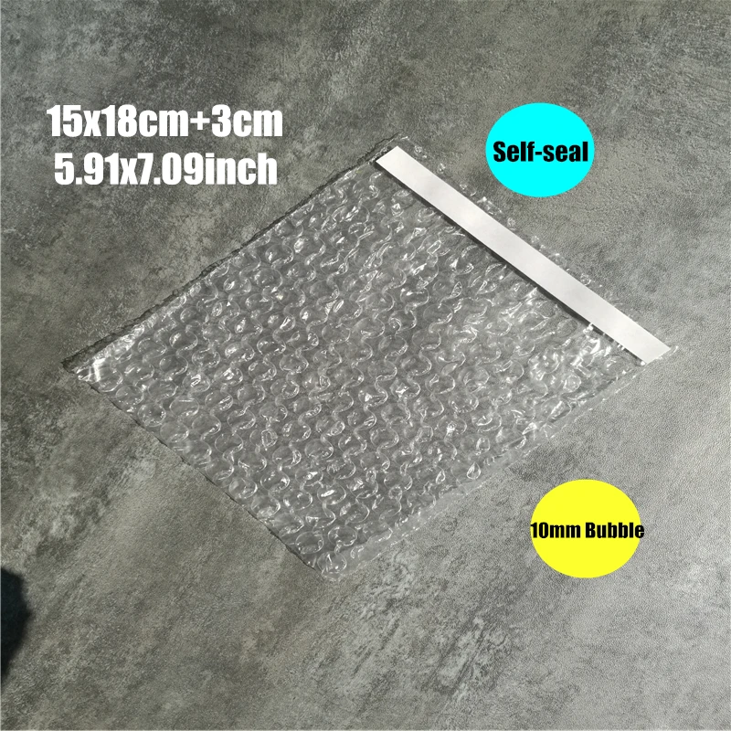 Полиэтиленовые Самоуплотняющиеся конверты из пузырчатой пленки 15*18 см + 3/50 шт. 10