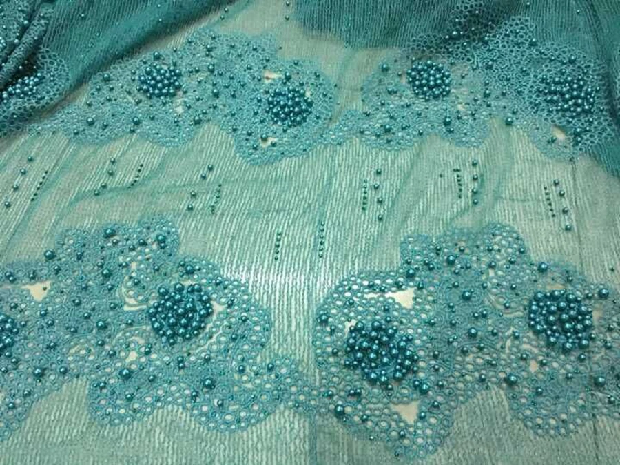 Бирюзовый цвет Хит продаж! высокого качества африканская шнур кружева тюль гипюр