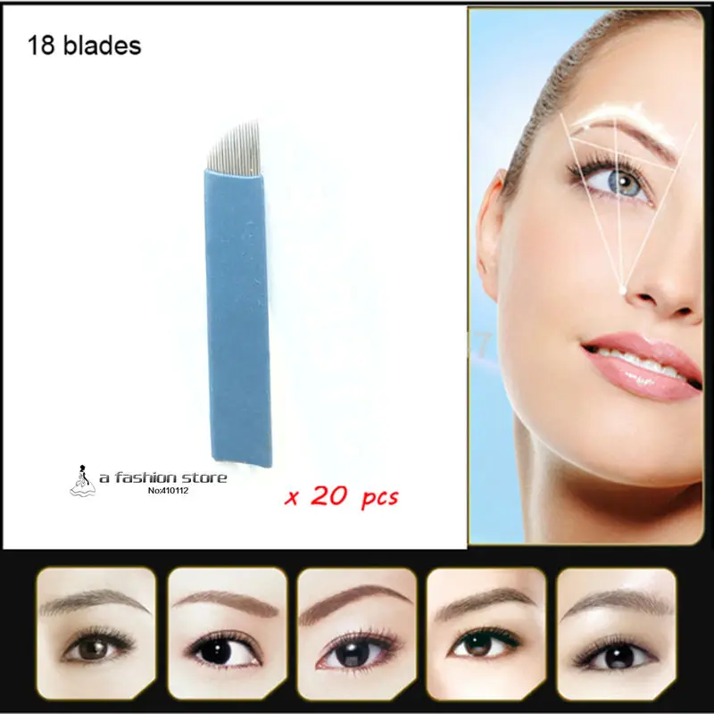 

18pins manual needle blade permanent makeup blades needles microblading needle blade 18prongs eyebrow pen blades