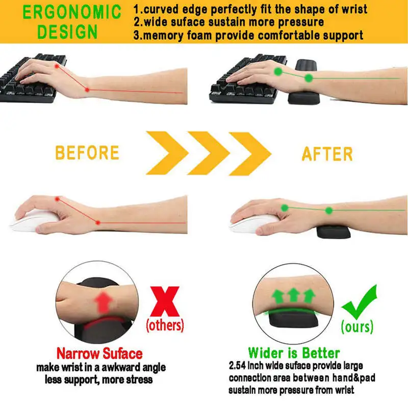 Набор поддержки запястья клавиатуры и мыши для запястья-игровая подушка из пены