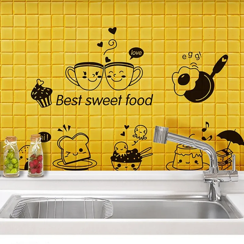 

Translucent Wallpapers Self-Adhesive Water Resistant Environment Friendly Happy western food wall paper