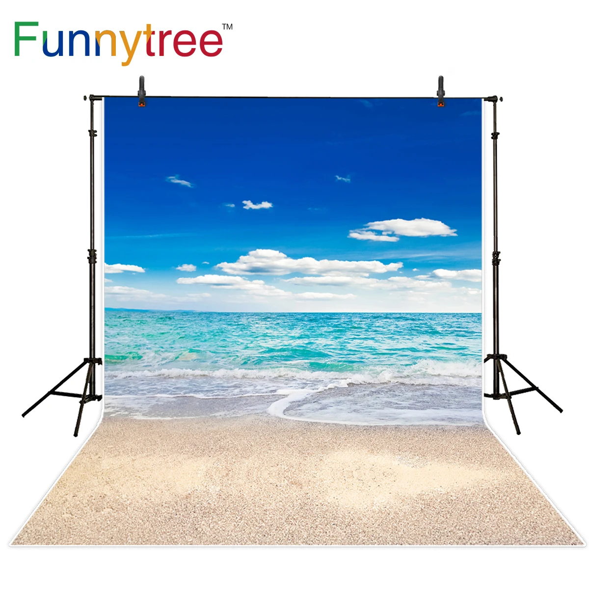 

Funnytree photography background sea beach blue sky summer natural scenery backdrop photo studio photobooth professional