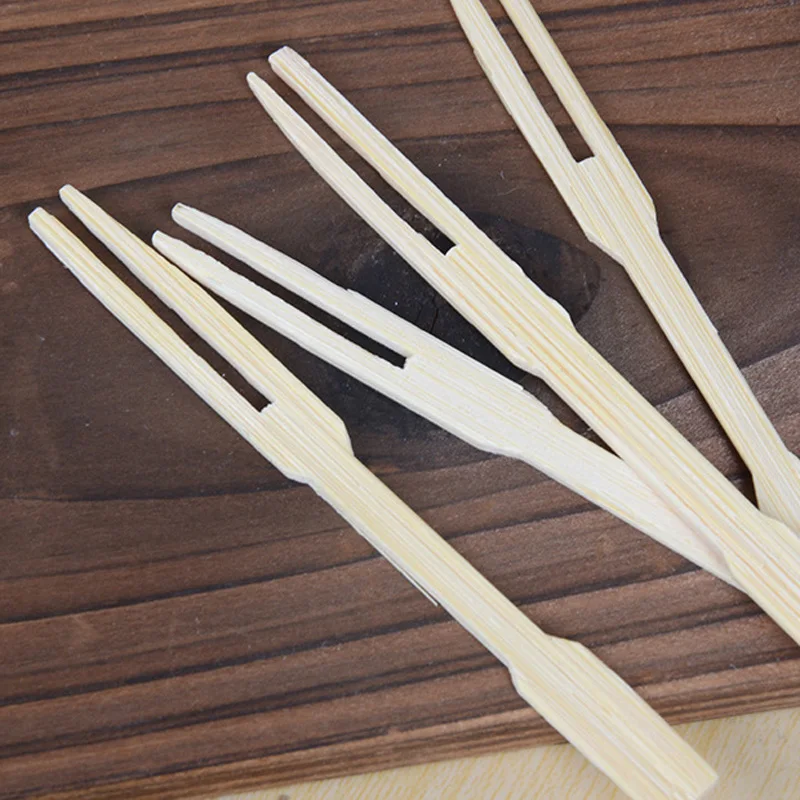 100 шт бамбуковые Коктейльные вилки шампуры палочки деревянная палочка
