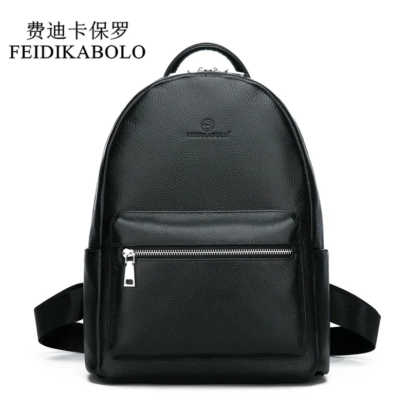 FEIDIKABOLO Genuine Leather Backpack Men Laptop Backpack School Youth Leather Backpacks for Teenage Men Casual Daypacks mochila