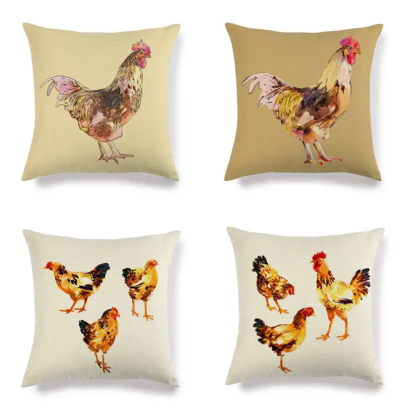 45 см * акварельные курицы и койки льняные/хлопчатобумажные наволочки для