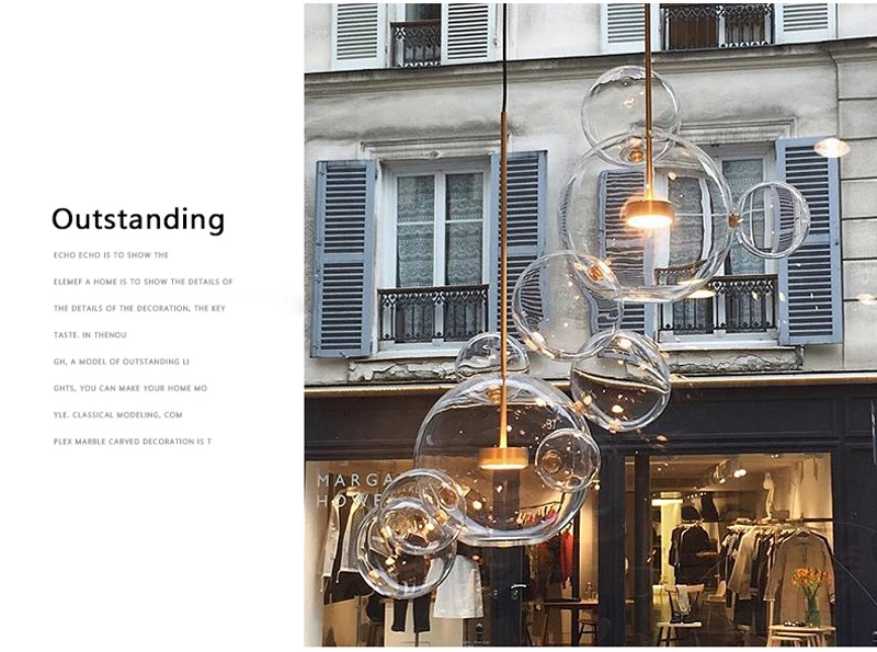 Clear Glass Ball Living Room Chandeliers Art Deco Bubble Lamp Shades Chandelier Modern Indoor Lighting Restaurant Chandeliers