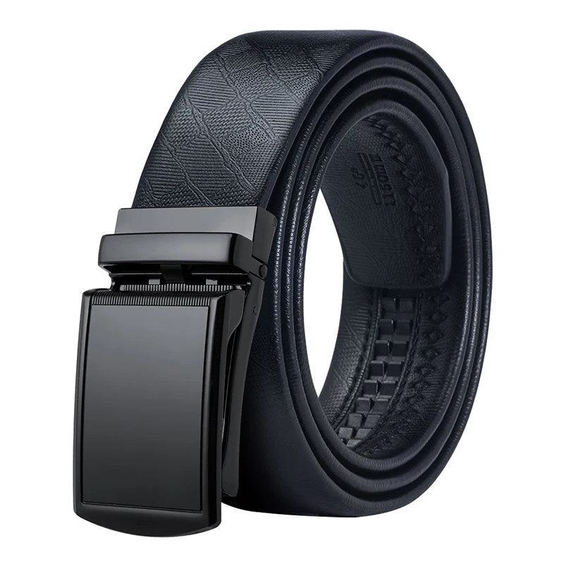 

Hi-Tie Formal Style Busines Mens Black Genuine Leather Belt Automatic Buckle Brand Cowhide Leather Waist Belt for Mens PD-0061