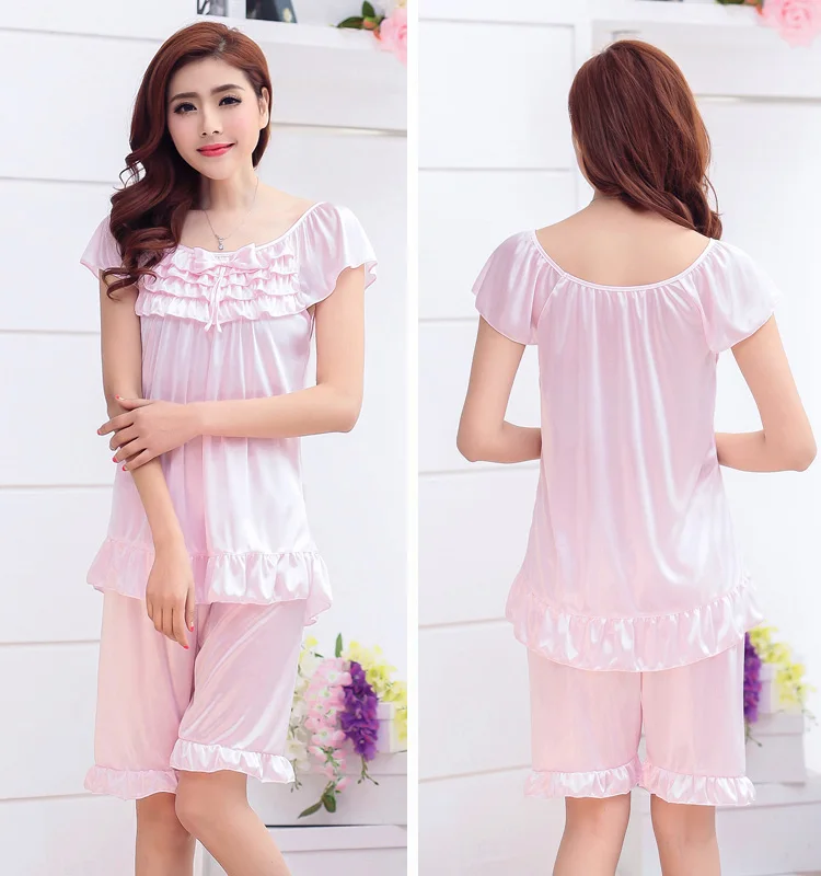 Fat Plus code летний комплект 200 Jin fat MM Пижама женская летняя Шелковая пижама с коротким