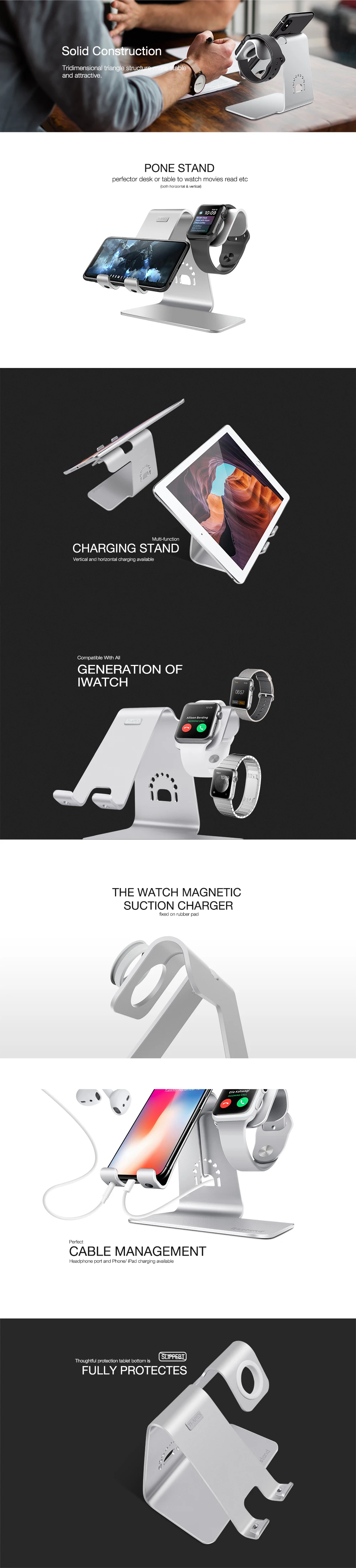 BESTAND 2 в 1 подставка для iPhone и iwatch зарядки Кронштейн алюминиевого сплава стенд