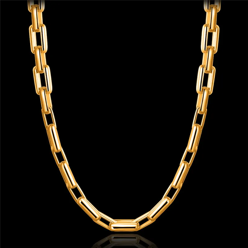 Модные панк 9 мм прямоугольные золотые цвета 50 см длинные звенья цепи для