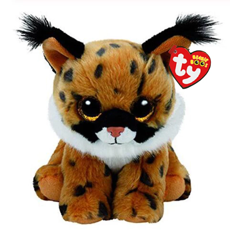Ty Beanie Babies 15 см Ларри коричневая Рысь плюшевая обычная мягкая Набивная
