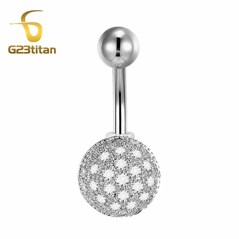 Piercing Jewelry G23titan AAA цветок с цирконом пупка Кольцо пирсинг ювелирные изделия пупка пирсинг Серебряный цвет umbilicus piecing - Окраска металла: Piercing Jewelry