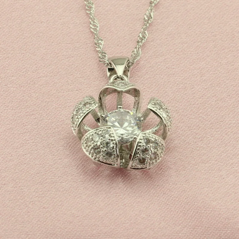 Топ Мода цветок White Crystal Silver Цвет Наборы свадебных ювелирных изделий для Для