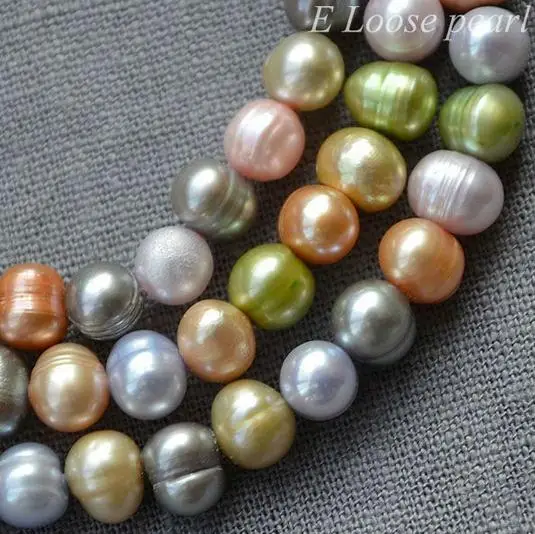 

Unique Pearls jewellery Store Real Freshwater Pearl Potato Loose Pearl Jewellery Multi Color 6-7mm One Full Strand YLC1-61