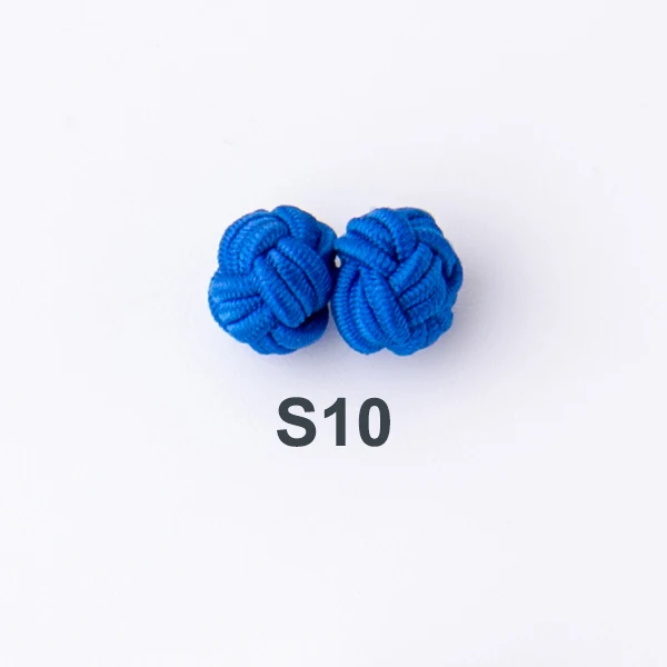 S10 Новинка шелковые Узлы запонки однотонные ручной работы эластичная двойная веревка шаровая манжета кнопка для мужчин рубашка Бизнес подарок украшение - Окраска металла: S10