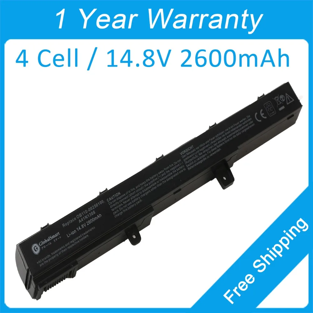

New 4 cell 2600mah laptop battery for asus D550M X451CA X551CA F551M X45LI9C X551MA 0B110-00250100M YU12125-13002