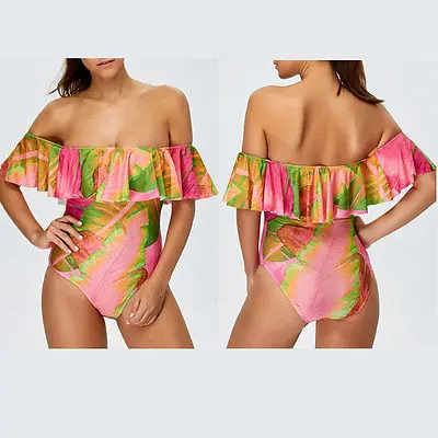 Сексуальная одежда для плавания с открытыми плечами и цветочным рисунком