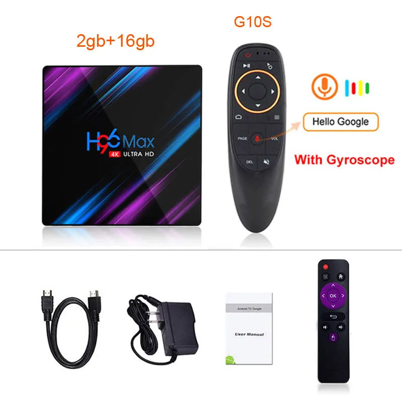 H96 MAX ТВ приставка Android 9,0 Rockchip RK3318 4G 32 GB 64 GB USB3.0 H.265 4 K Youtube Netflix google Play pk x96 Мини Смарт ТВ приставка - Цвет: 16gb-G10S Air Mouse