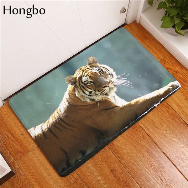 1 Hongbo напольный коврик для прихожей фланель Добро пожаловать коврик у входной двери Противоскользящий впитывающий влагу коврик тигр животные печатные - Цвет: 1