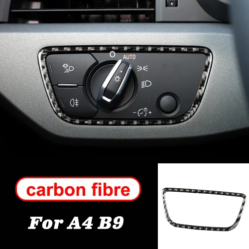 Headlight switch B Внутреннее покрытие из углеродного волокна переключатель фар кожухи для кнопок наклейки для автомобиля Audi a4 b9 R S4 LHD RHD Accessories2016-2019Styling - Название цвета: Headlight switch B