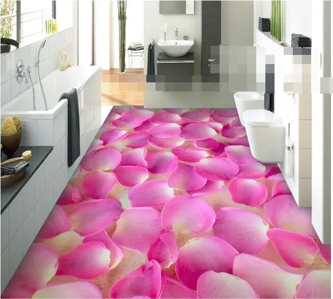 

3d flooring wallpaper custom waterproof 3d pvc flooring Only beautiful petals 3d bathroom flooring 3d wall murals wallpaper